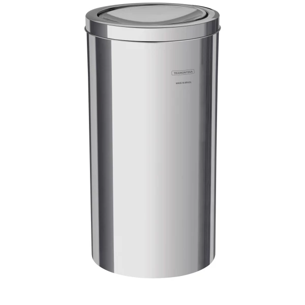 Basurero de acero inoxidable Tramontina con terminación pulida, tapa de vaivén y 20 l de capacidad